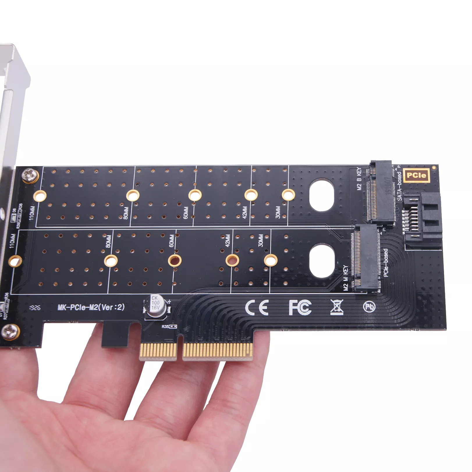 PCIe to M.2 NVMe SSD NGFF Riser Card 110mm M + B Key Dual Protocol Expansion Card - Image 3
