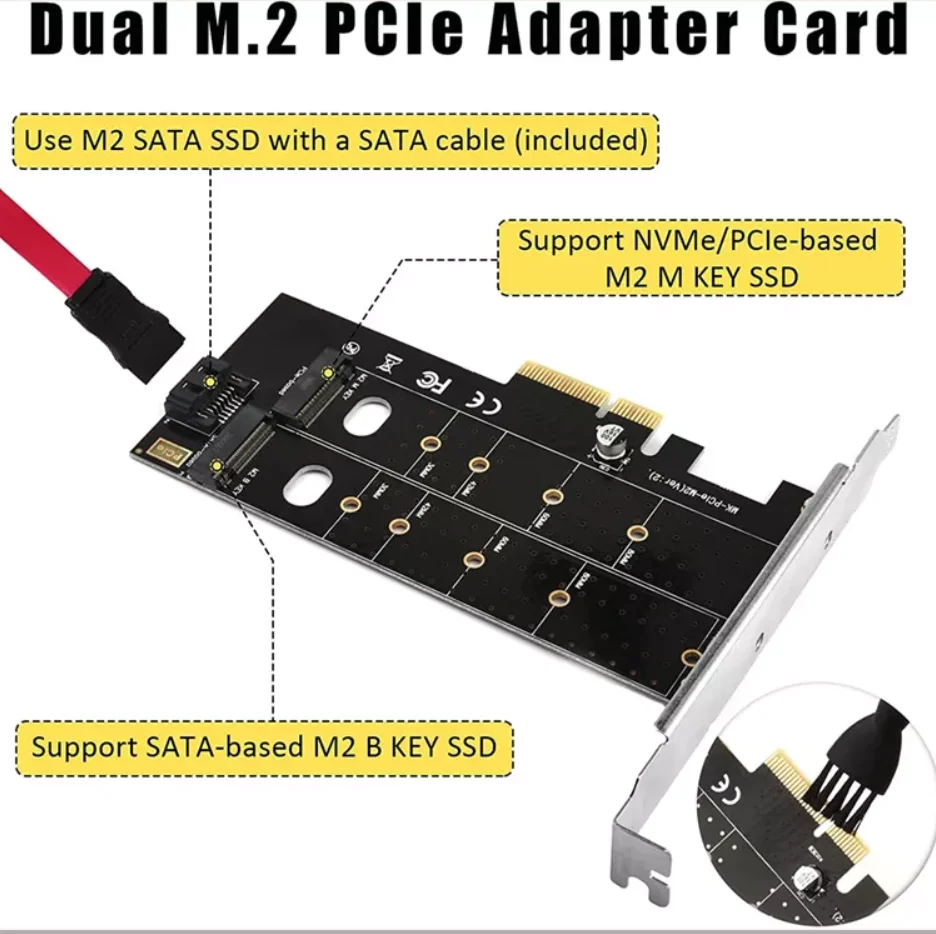 PCIe to M.2 NVMe SSD NGFF Riser Card 110mm M + B Key Dual Protocol Expansion Card - Image 6